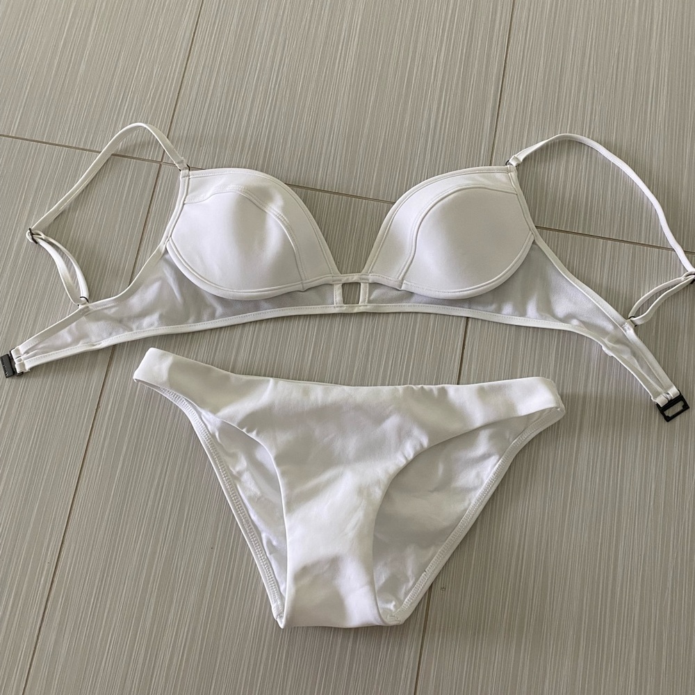 Zimmermann white bikini with mesh insert